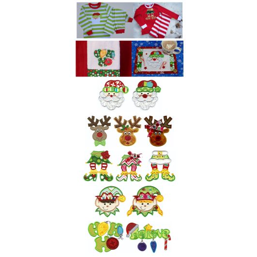 Here Comes Santa Claus Applique Machine Embroidery Designs by JuJu