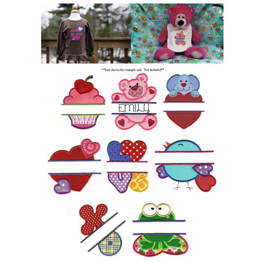 Valentine Split Applique Machine Embroidery Designs by JuJu 