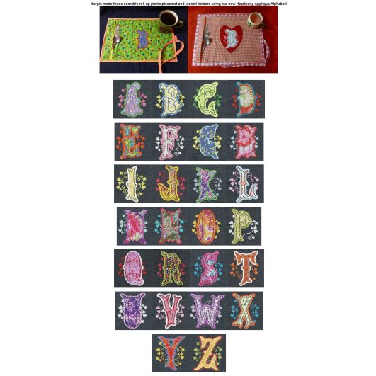 Heartsong Applique Alphabet Applique Machine Embroidery Designs by JuJu 
