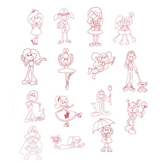 Cool Tweens Redwork Machine Embroidery Designs by JuJu