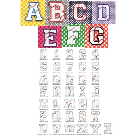 Baseball Applique Alphabet Machine Embroidery Designs by JuJu