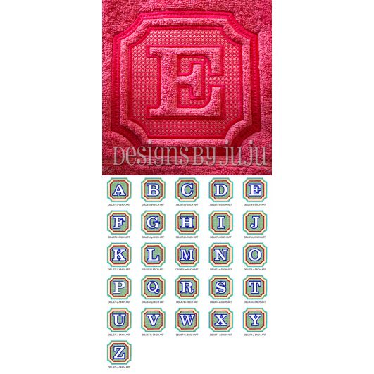 Preppy Embossed Monogram Alphabet Machine Embroidery Designs by JuJu