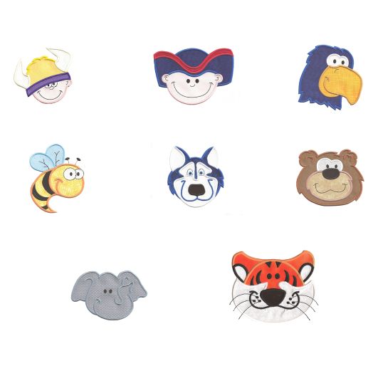 Cute Sports Mascots Applique Set 1 Machine Embroidery Designs by JuJu