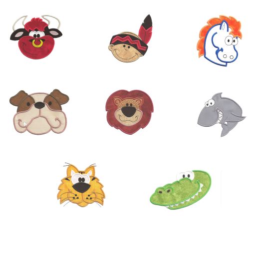 Cute Sports Mascots Applique Set 2 Machine Embroidery Designs by JuJu