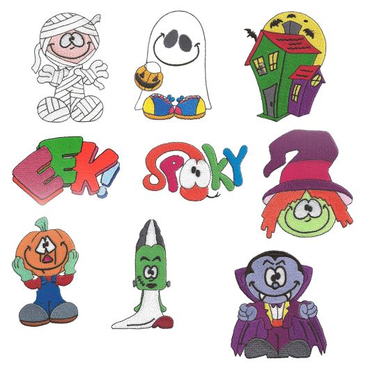 Halloween Filled Set 2 Machine Embroidery Designs by JuJu