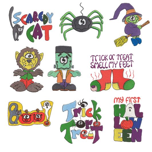 Halloween Filled Set 3 Machine Embroidery Designs by JuJu