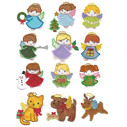 Little Christmas Angels Applique Designs by JuJu