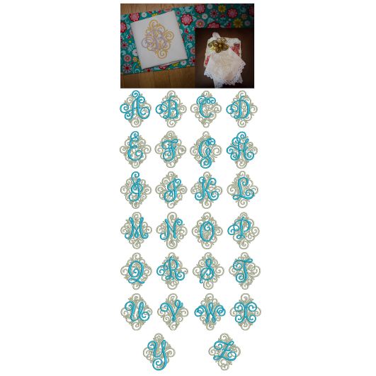 Adorn Ornamental Monogram Alphabet Embroidery Designs by JuJu