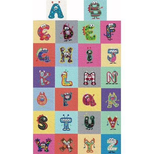 Monster Party Applique Alphabet Machine Embroidery Designs by JuJu
