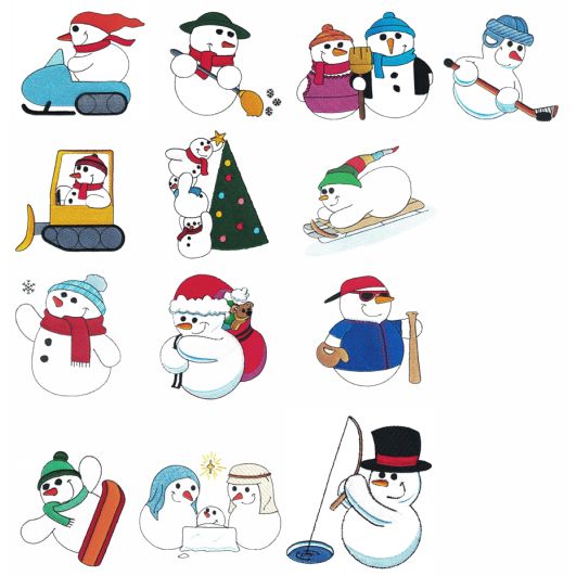Super Sweet Filled Snowmen Machine Embroidery Designs by JuJu