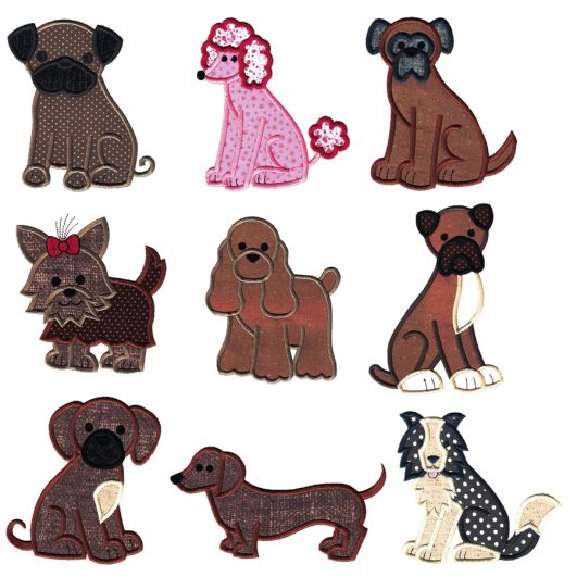 Top Dog Applique Set 3 Machine Embroidery Designs by JuJu