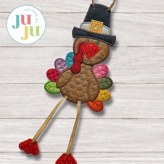In The Hoop Pilgrim Turkeys Wall Hanging | Designs by JuJu Digital Embroidery Designs