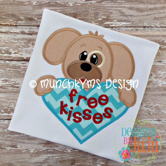 Puppy Heart Free Kisses | Machine Embroidery Designs by JuJu
