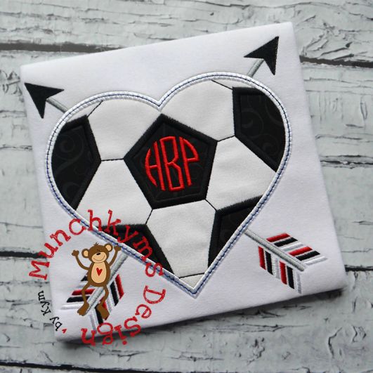 Soccer Ball Heart Arrow Applique | Machine Embroidery Designs by JuJu