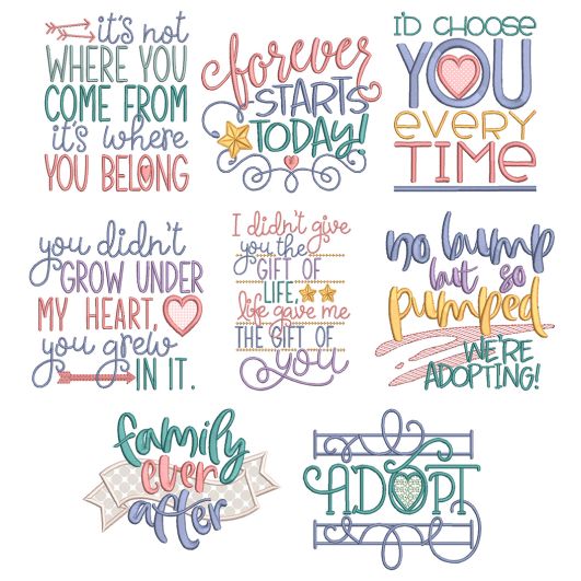 Adoption Word Art 1 Machine Embroidery Designs by JuJu