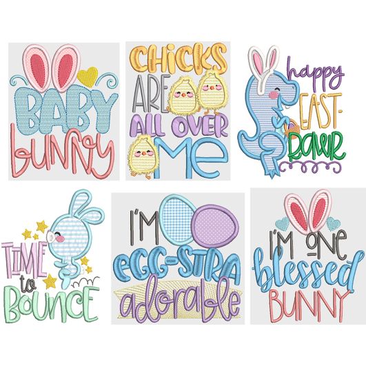 Adorable Easter Word Art Digital Embroidery Designs by JuJu
