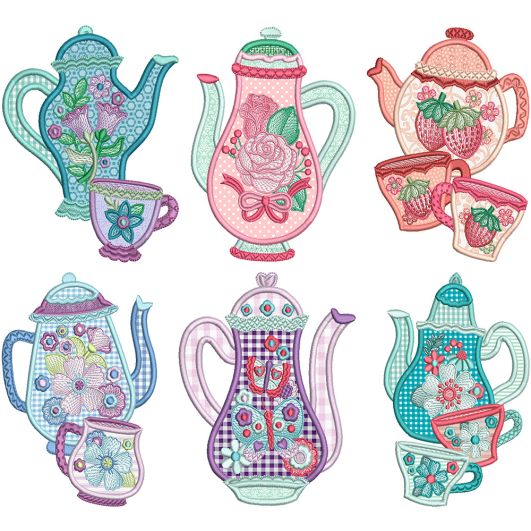 Afternoon Tea Applique | Machine Embroidery Designs by JuJu