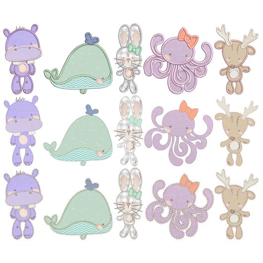 All The Critters 2 Applique Machine Embroidery Designs by JuJu 