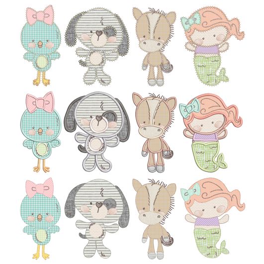 All The Critters 3 Applique Machine Embroidery Designs by JuJu