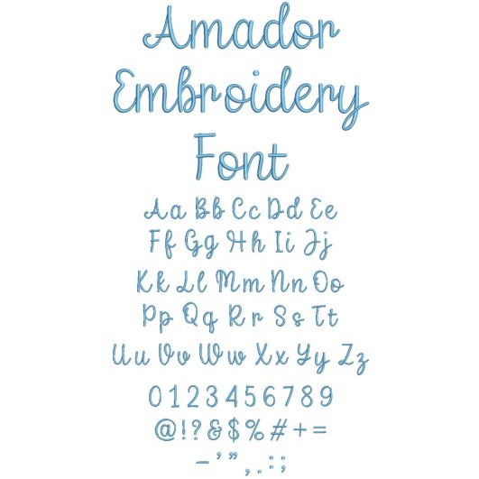 Amador Embroidery Font | Machine Embroidery Designs by JuJu