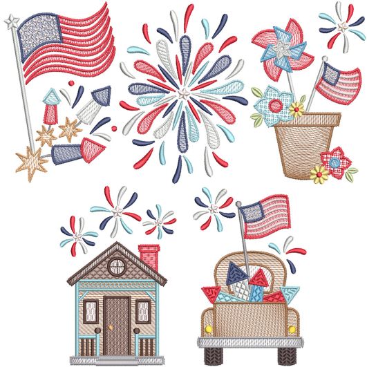 Americana Sketch | Machine Embroidery Designs by JuJu