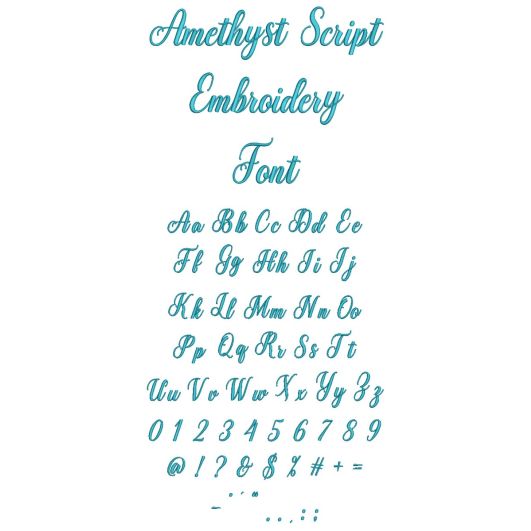 Amethyst Script Embroidery Font | Machine Embroidery Designs by JuJu