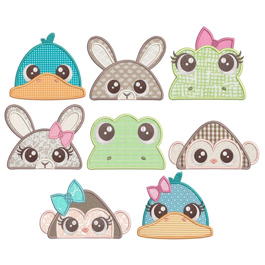 Animal Peekers 5 Machine Embroidery Designs by JuJu