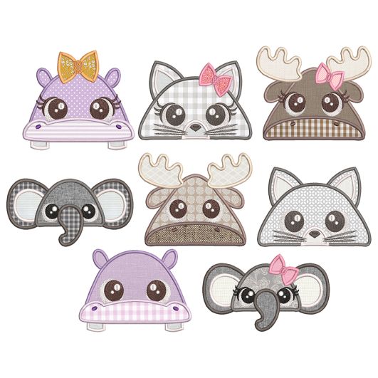 Animal Peekers 6 Machine Embroidery Designs by JuJu
