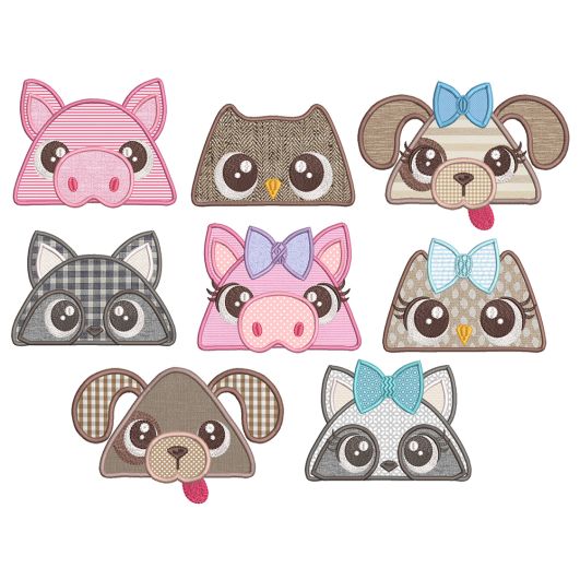 Animal Peekers 7 Machine Embroidery Designs by JuJu