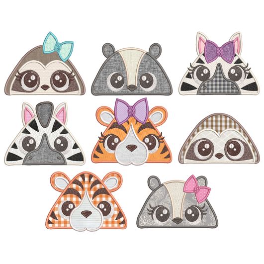 Animal Peekers 8 Machine Embroidery Designs by JuJu