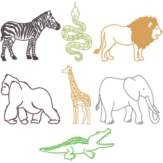 Animal Silhouettes Digital Machine Embroidery Designs by JuJu