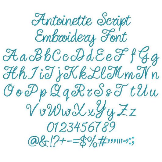 Antoinette Script Embroidery Font | Machine Embroidery Designs by JuJu