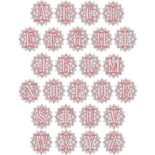 Aria Monogram Digital Embroidery Machine Designs by JuJu