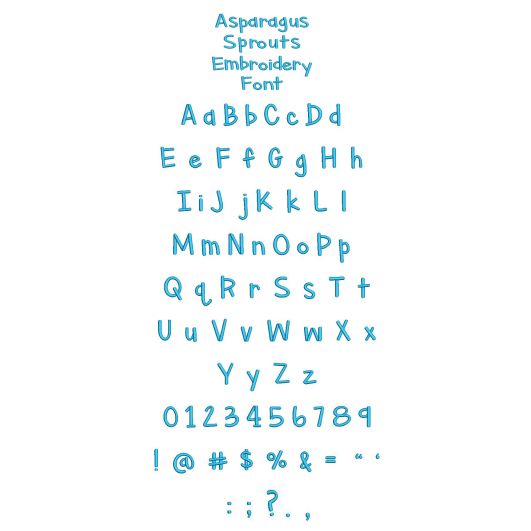 Asparagus Embroidery Font | Machine Embroidery Designs by JuJu