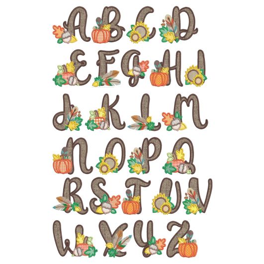 Autumn Applique Alphabet | Machine Embroidery Designs by JuJu