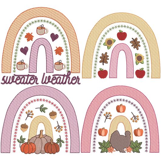Autumn Boho Rainbows | Machine Embroidery Designs by JuJu	