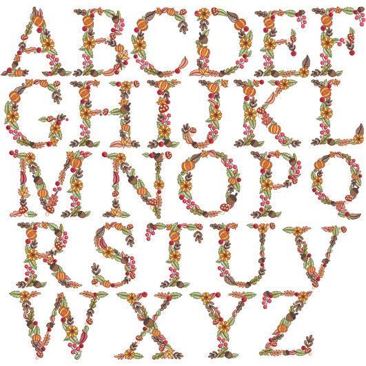 Autumn Flora Monogram | Machine Embroidery Designs by JuJu