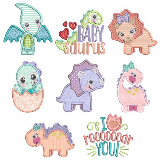 Baby Dino Rawr 1 Machine Embroidery Designs by JuJu