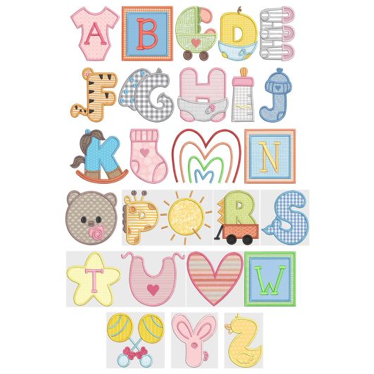 Baby Fever Applique Alpha | Machine Embroidery Designs by JuJu
