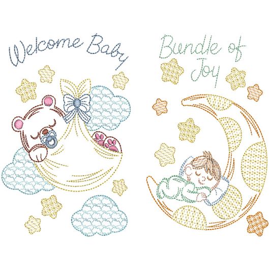 Baby Greeting Cards 1 Digital Embroidery Designs by JuJu