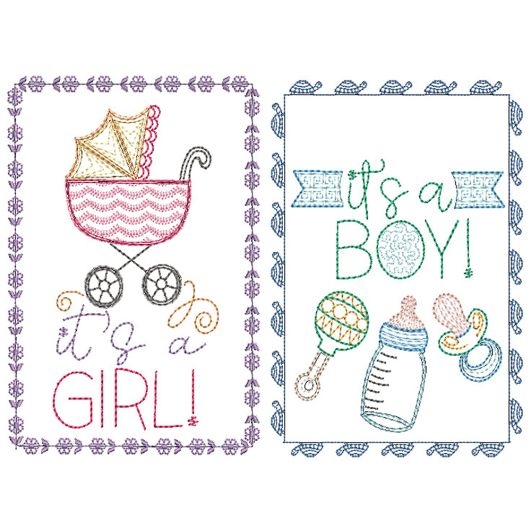 Baby Greeting Cards 3 | Machine Embroidery Designs by JuJu