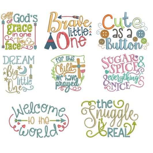 Baby Word Art Set 1 Machine Embroidery Designs by JuJu
