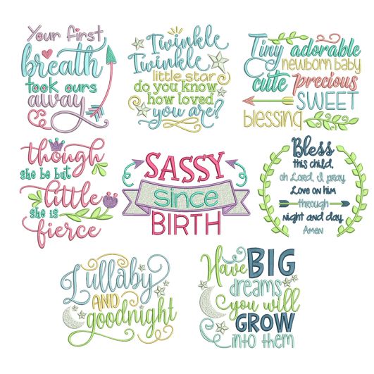 Baby Word Art Set 4 Machine Embroidery Designs by JuJu
