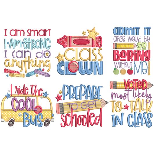 Back To School Word Art Machine Embroidery Designs by JuJu

