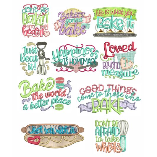 Bakers Word Art Machine Embroidery Designs by JuJu
