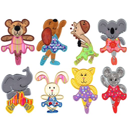 Ballerina Animals Applique Machine Embroidery Designs by JuJu