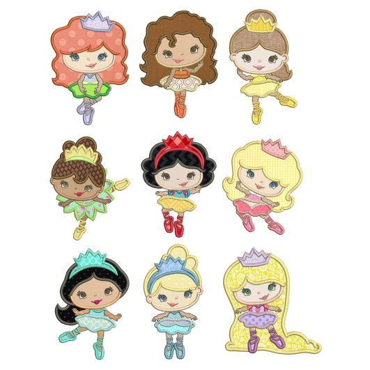Ballerina Princess Applique Machine Embroidery Designs By JuJu