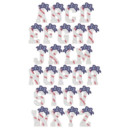 Baseball Bow Alphabet | Machine Embroidery Designs by JuJu