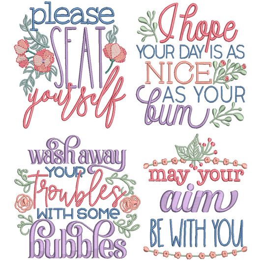 Bathroom Word Art 1 | Machine Embroidery Designs by JuJu