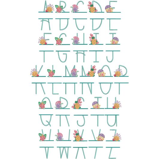 Beach Split Alphabet | Machine Embroidery Designs by JuJu